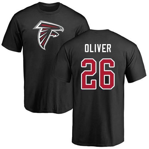Atlanta Falcons Men Black Isaiah Oliver Name And Number Logo NFL Football #26 T Shirt